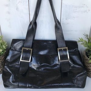 Kenneth Cole large black leather vintage hobo bag